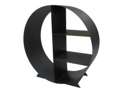 Porte-Bois Circulaire Avec 4 Etageres En Acier Noir