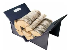 Porte-Buches Pliable Avec Poignees En Acier Noir