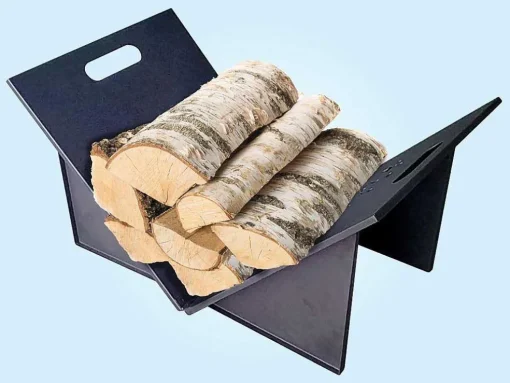 Porte-Buches Pliable Avec Poignees En Acier Noir