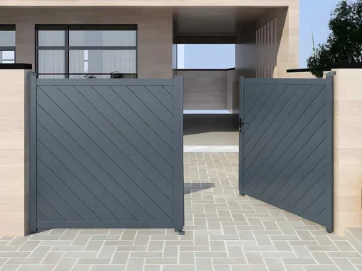 Portão De Batente Aluminio C350 X A160 Cm Antracite - Zerano