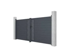 Portão De Batente Em Aluminio Semiperfurado Com Motivos De C397 X A181 Cm Cor Antracite - Gregor