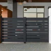 Portão De Batente Perfurado Motorizado Antracite Em Aluminio De C305 X A183 Cm - Primo