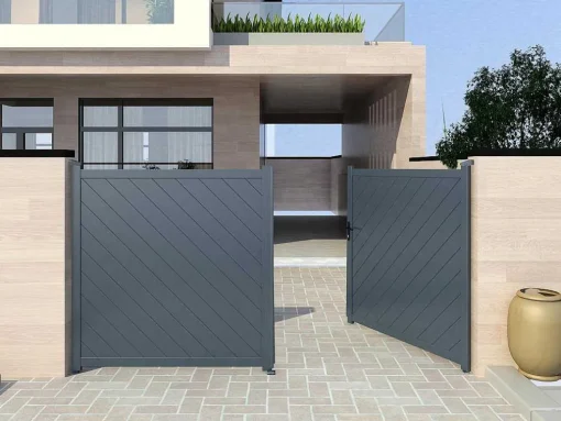 Portão Eletrico De Batente Aluminio C350 X A160 Cm Antracite - Zerano