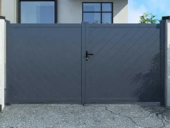 Portão Eletrico De Batente Aluminio C350 X A160 Cm Antracite - Zerano