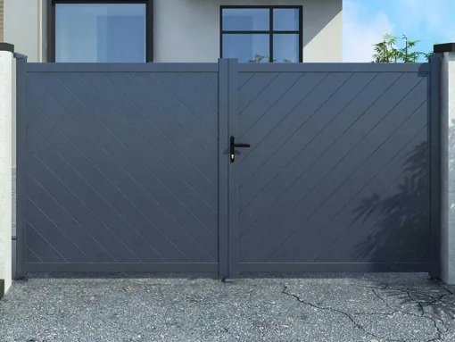 Portão Eletrico De Batente Aluminio C350 X A160 Cm Antracite - Zerano