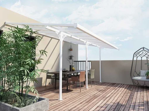 Pérgola Abrigo Para Carros Adossado Aluminio 15,1 M Branco - Alvaro