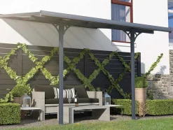 Pérgola De Parede Em Aluminio 9,5 M Antracite De C314 X L305 X A240/285 Cm - Alvaro
