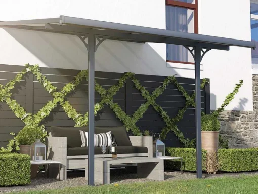 Pérgola De Parede Em Aluminio 9,5 M Antracite De C314 X L305 X A240/285 Cm - Alvaro