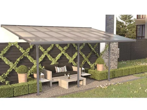 Pérgola De Parede Em Aluminio 15,1 M Antracite De C497 X L305 X A240/285 Cm - Alvaro