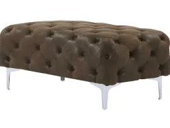 Pufe Chesterfield Em Microfibra Aspeto Couro Envelhecido - Edwina