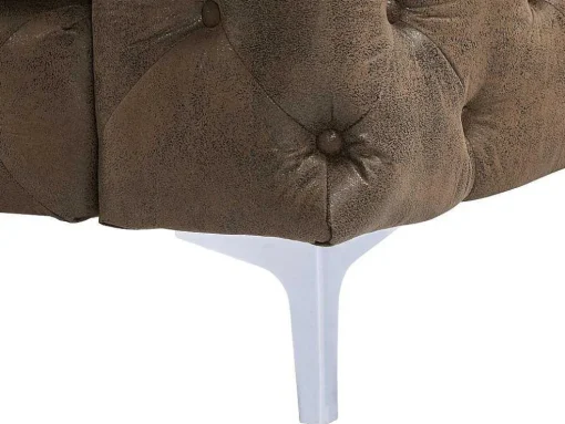 Pufe Chesterfield Em Microfibra Aspeto Couro Envelhecido - Edwina