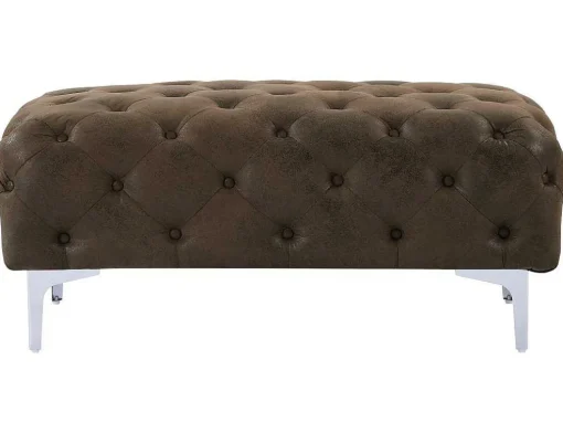 Pufe Chesterfield Em Microfibra Aspeto Couro Envelhecido - Edwina