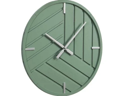 Relógio De Parede Contemporaneo D. 50 Cm Verde E Prateado - Herti