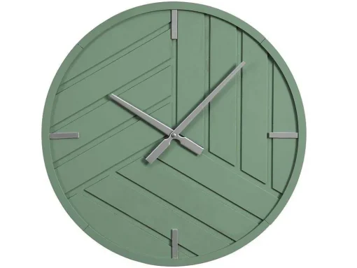 Relógio De Parede Contemporaneo D. 50 Cm Verde E Prateado - Herti