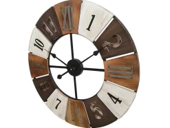 Relógio De Parede Estilo Industrial Galway - Metal E Madeira - D.60 Cm - Multicolor