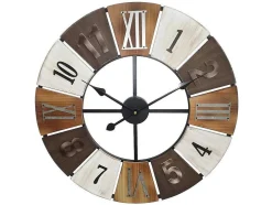 Relógio De Parede Estilo Industrial Galway - Metal E Madeira - D.60 Cm - Multicolor