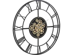 Relógio De Parede Industrial D. 80 Cm Metal Preto E Dourado - Karial