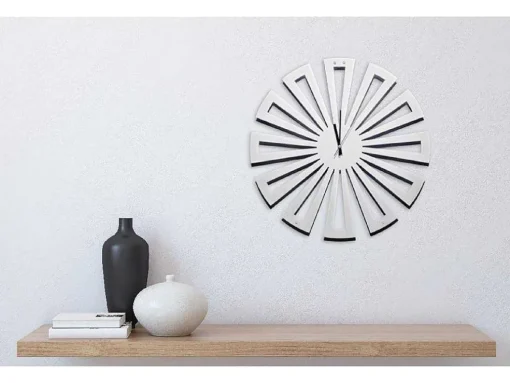 Relógio Geometrico 2, Branco, Preto, 50X1,5X50 Cm, Epikasa