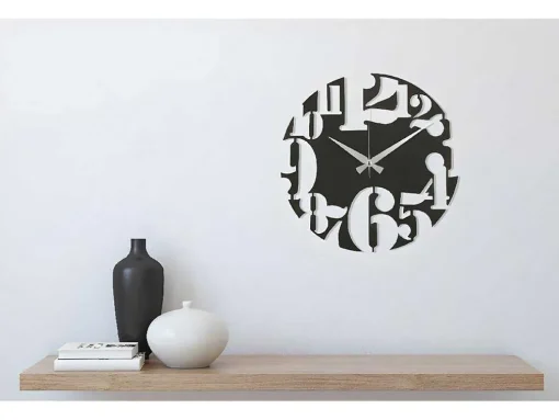 Relógio Numbers 3, Preto, Prata, 50X1,5X50 Cm, Epikasa