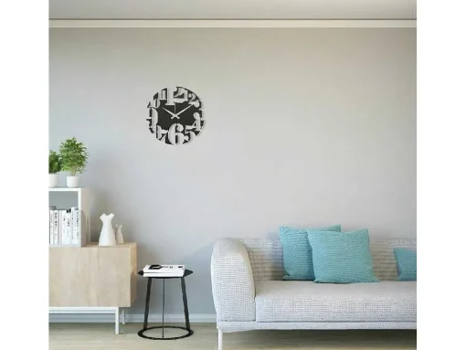 Relógio Numbers 3, Preto, Prata, 50X1,5X50 Cm, Epikasa