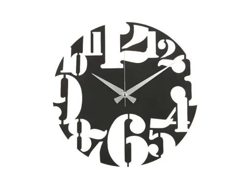Relógio Numbers 3, Preto, Prata, 50X1,5X50 Cm, Epikasa