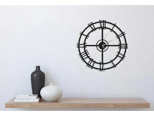 Relógio Vintage 1, Preto, Prata, 50X0,16X50 Cm, Epikasa