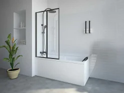 Resguardo De Banheira Dobravel Metal Estilo Atelier Preto Mate 80X140 Cm - District
