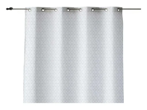 Rideau 100% Coton 1 Piece Blanc A Lignes Vertes 140X260