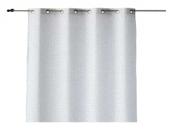 Rideau 100% Coton 1 Piece Blanc A Pois Gris 200X260
