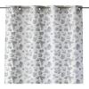 Rideau 100% Coton 1 Piece Gris A Feuilles Vertes 140X260