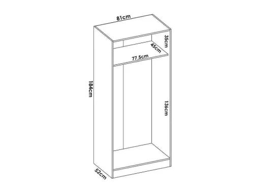 Roupeiro 2 Portas C81 Cm Branco - Listowel
