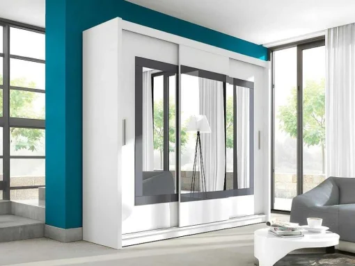 Roupeiro 3 Portas Corredicas Com Espelho De C250 Cm Cor Branco - Autlan