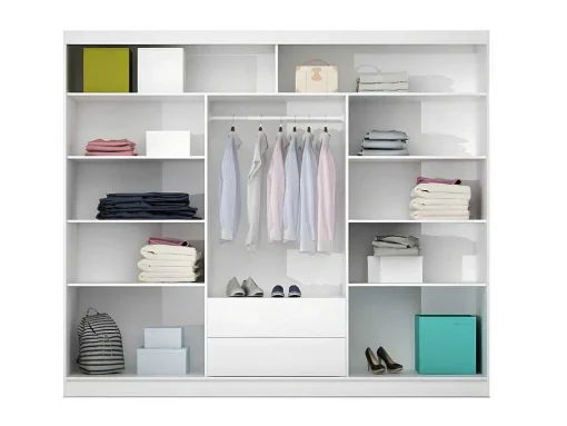 Roupeiro 3 Portas Corredicas Com Espelho De C250 Cm Cor Branco - Autlan