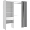 Roupeiro Aberto De Canto Extensivel De C164/214 Cm Cor Branco E Cinza - Gontran