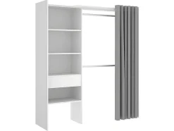 Roupeiro Aberto De Canto Extensivel De C164/214 Cm Cor Branco E Cinza - Gontran