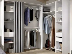 Roupeiro Aberto De Canto Extensivel De C164/214 Cm Cor Branco E Cinza - Gontran
