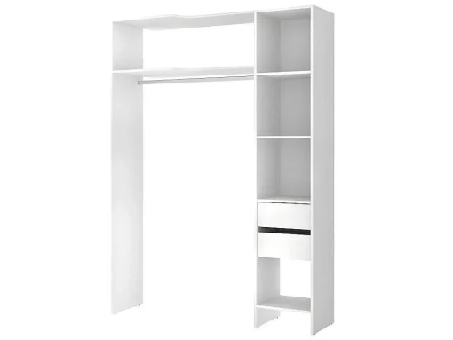 Roupeiro Aberto De Canto Extensivel De C164/214 Cm Cor Branco E Cinza - Gontran