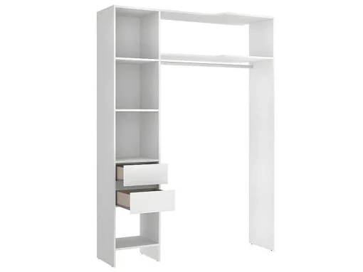 Roupeiro Aberto De Canto Extensivel De C164/214 Cm Cor Branco E Cinza - Gontran