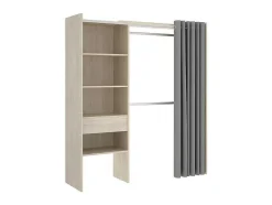 Roupeiro Aberto Extensivel C.110/160 Cm Carvalho E Cinza - Laurent