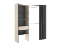 Roupeiro Aberto Extensivel C.110/160 Cm Carvalho E Antracite - Laurent