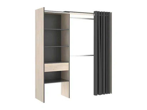 Roupeiro Aberto Extensivel C.110/160 Cm Carvalho E Antracite - Laurent