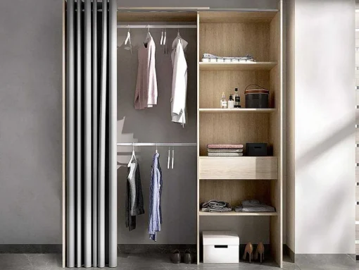Roupeiro Aberto Extensivel C.110/160 Cm Carvalho E Cinza - Laurent