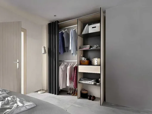 Roupeiro Aberto Extensivel C.110/160 Cm Carvalho E Antracite - Laurent