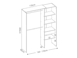 Roupeiro Aberto Extensivel C.110/160 Cm Carvalho E Antracite - Laurent