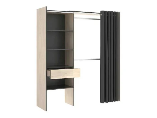 Roupeiro Aberto Extensivel C.110/160 Cm Carvalho E Antracite - Laurent