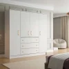 Roupeiro Com 4 Portas E 3 Gavetas C196 Cm Branco - Lizandro