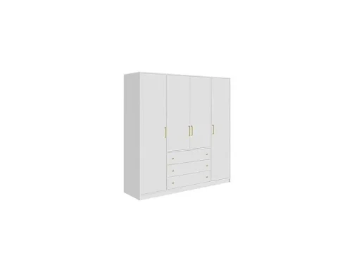 Roupeiro Com 4 Portas E 3 Gavetas C196 Cm Branco - Lizandro