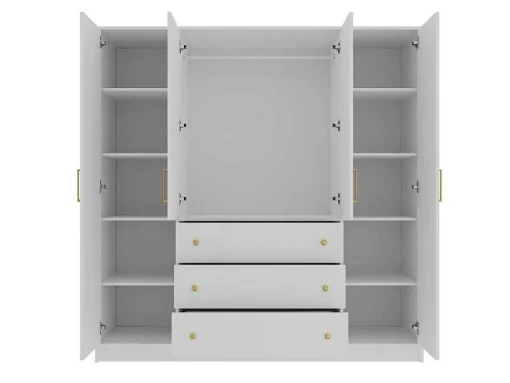 Roupeiro Com 4 Portas E 3 Gavetas C196 Cm Branco - Lizandro