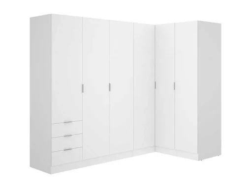 Roupeiro De Canto 6 Portas E 3 Gavetas C213 Cm Branco - Listowel