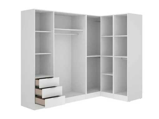 Roupeiro De Canto 6 Portas E 3 Gavetas C213 Cm Branco - Listowel